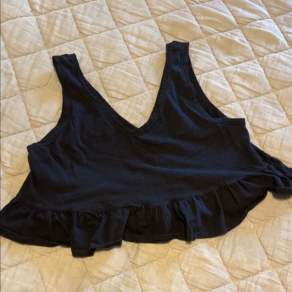 Wild Fable Black Ruffled Crop Tank Top